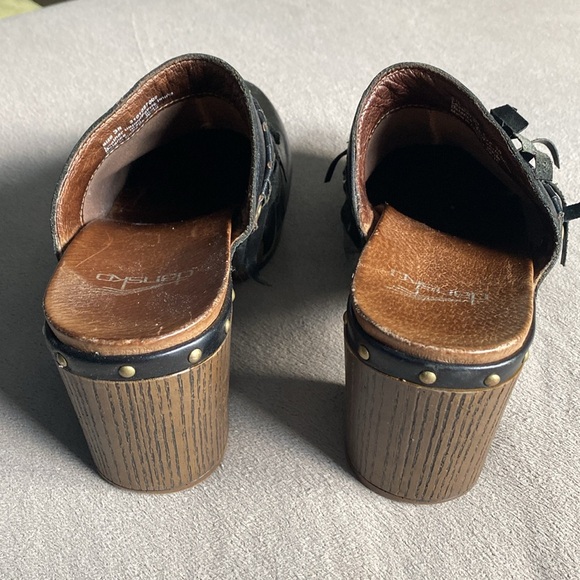 Dansko "Deni" Black Leather Fringe Stunned Block Heel Clogs/Mules Size 7.5 - 8 ! - Picture 8 of 13